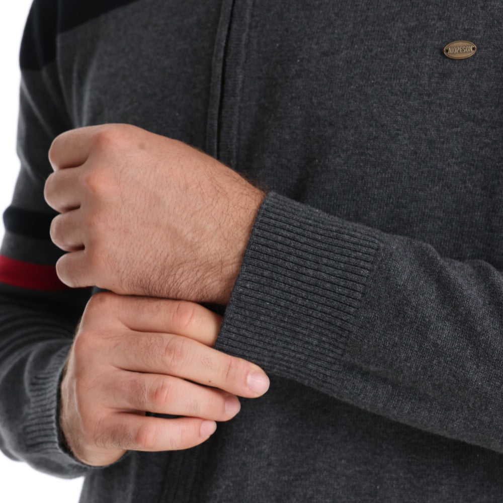 Herren sportliche Strickjacke mit hohem Kragen und Reißverschluss Aliams