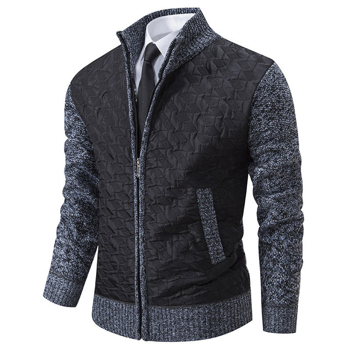 Herren elegante Hybridjacke mit Steppdesign und raffinierten Strickärmeln Aliams