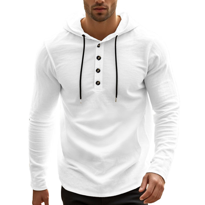 Herren Kapuzenpullover mit Knopfleiste und atmungsaktivem Material Aliams