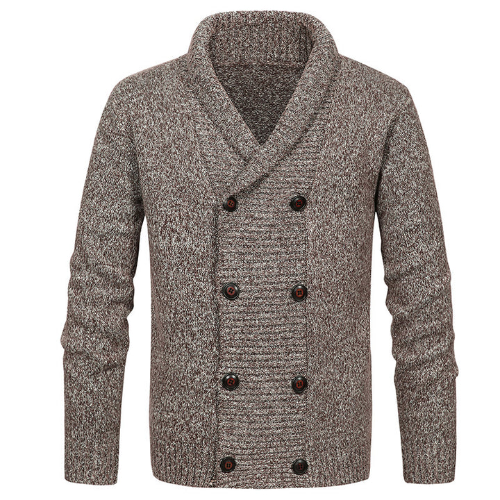 Herren hochwertige Strickjacke mit großem Revers und Knopfdetail Aliams