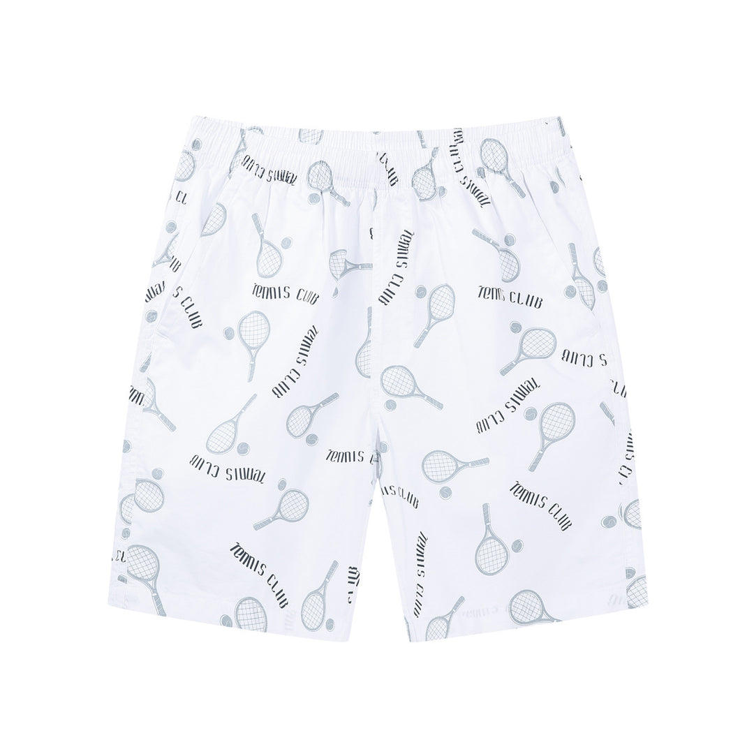 Herren Badeshorts mit Tennis-Motiv und elastischem Bund Aliams