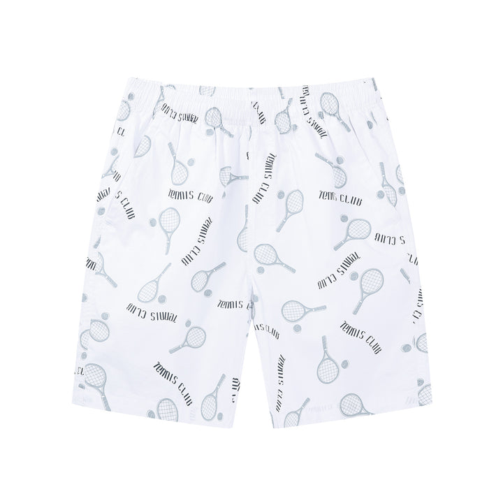 Herren Badeshorts mit Tennis-Motiv und elastischem Bund Aliams