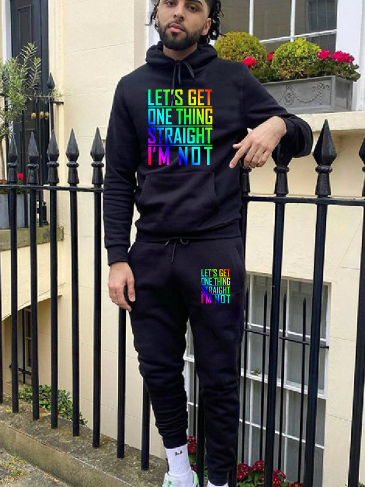 Herren gemütlicher Kapuzenanzug mit leuchtendem Statement Aliams