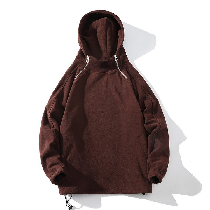 Herren Fleece Hoodie mit Reißverschluss und hohem Kragen Aliams