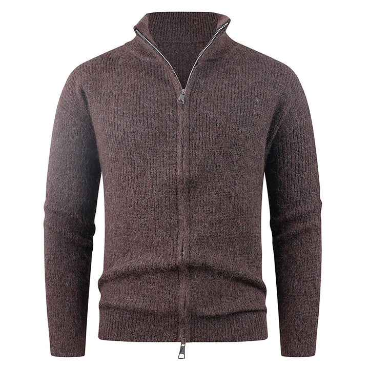 Herren Strickpullover mit hohem Kragen und dekorativem Reißverschluss Aliams