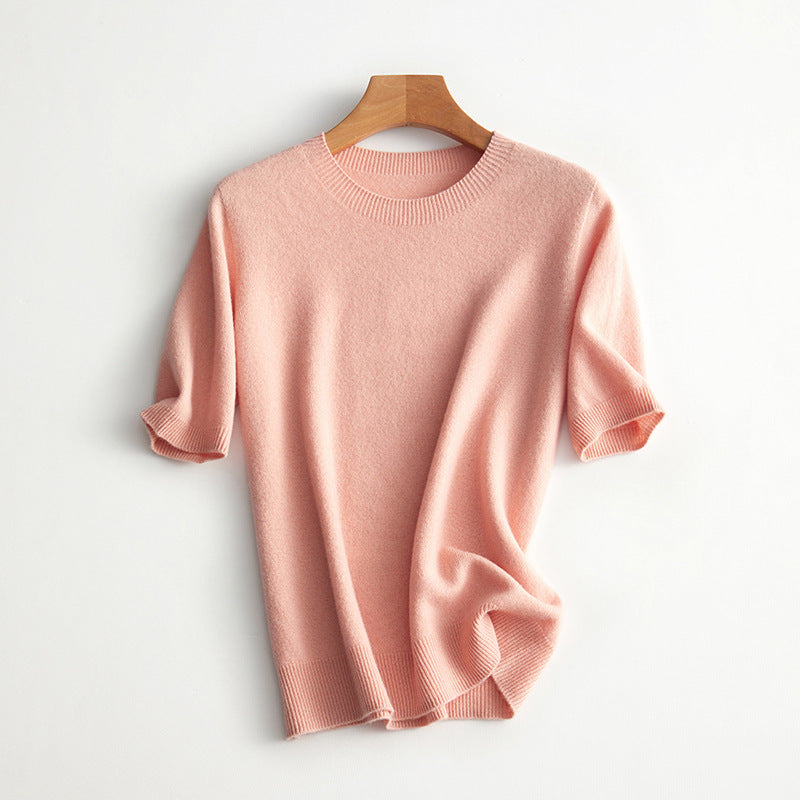 Damen Kurzarm Cashmere-Mix Pullover Aliams