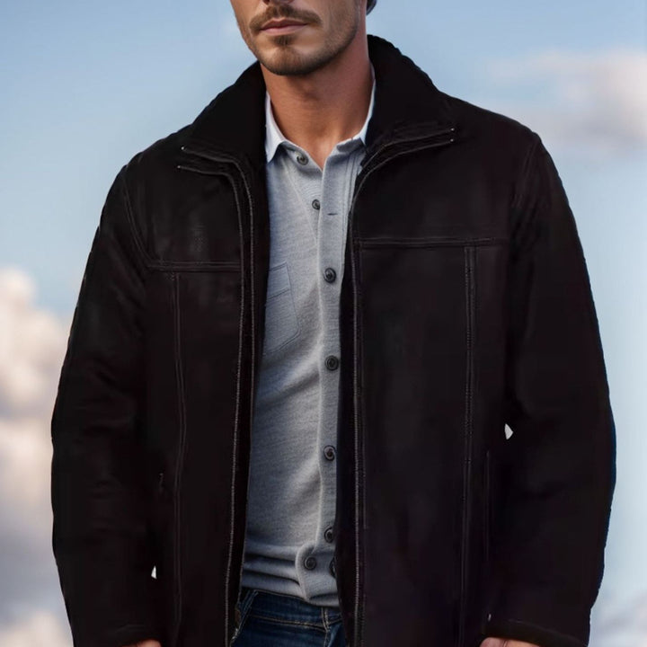 Herren gemütliche und stylische Jacke aus weichem Kunstleder Aliams