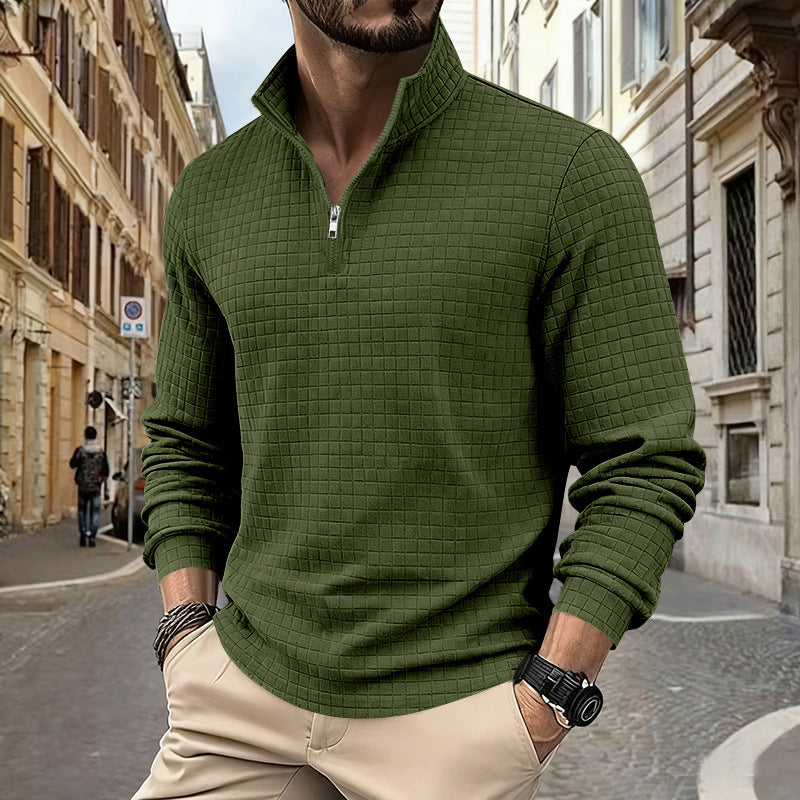 Herren funktionales Langarmshirt mit modernem Stehkragen und Reißverschluss Aliams