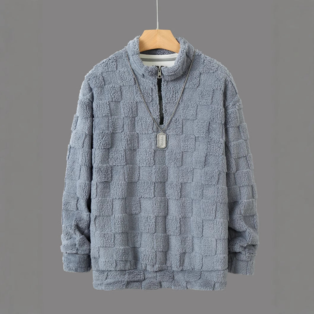 Herren Pullover mit modernem Reißverschluss und samtiger Struktur Aliams