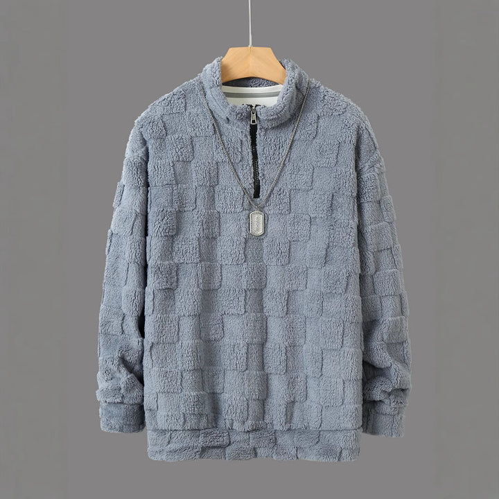 Herren Pullover mit modernem Reißverschluss und samtiger Struktur Aliams