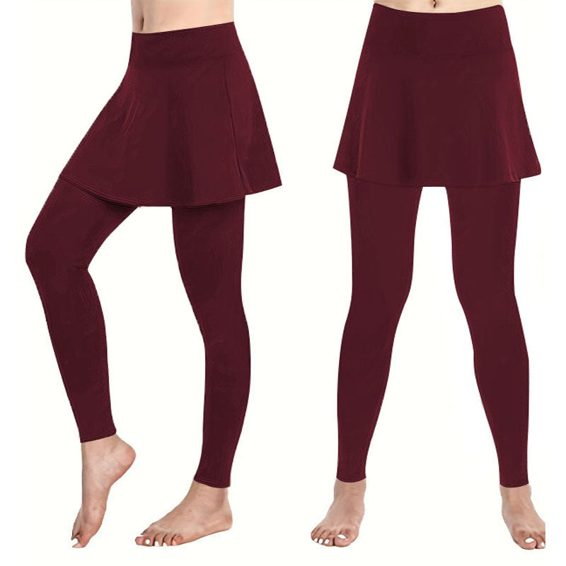 Damen Leggings mit rockähnlicher Einlage und hohem Bund Aliams