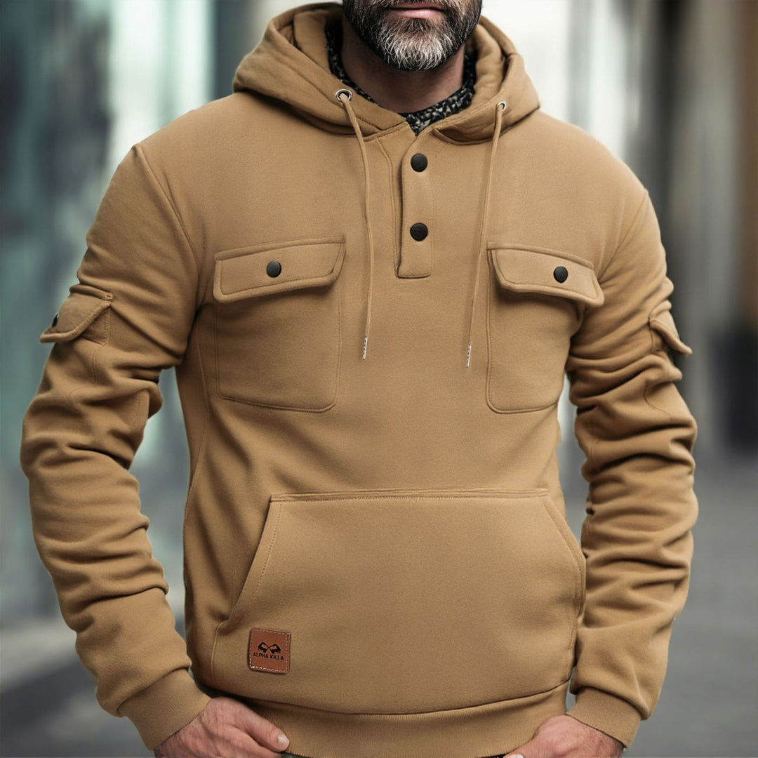 Herren Fleece-Hoodie mit praktischen Brusttaschen Aliams