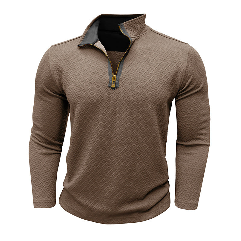 Herren Hochwertiger Langarm-Pullover mit Stehkragen Aliams