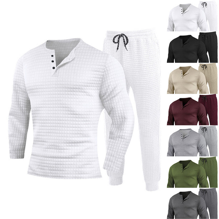 Herren Dreiteiliges Set mit strukturiertem Langarmshirt und Jogginghose Aliams