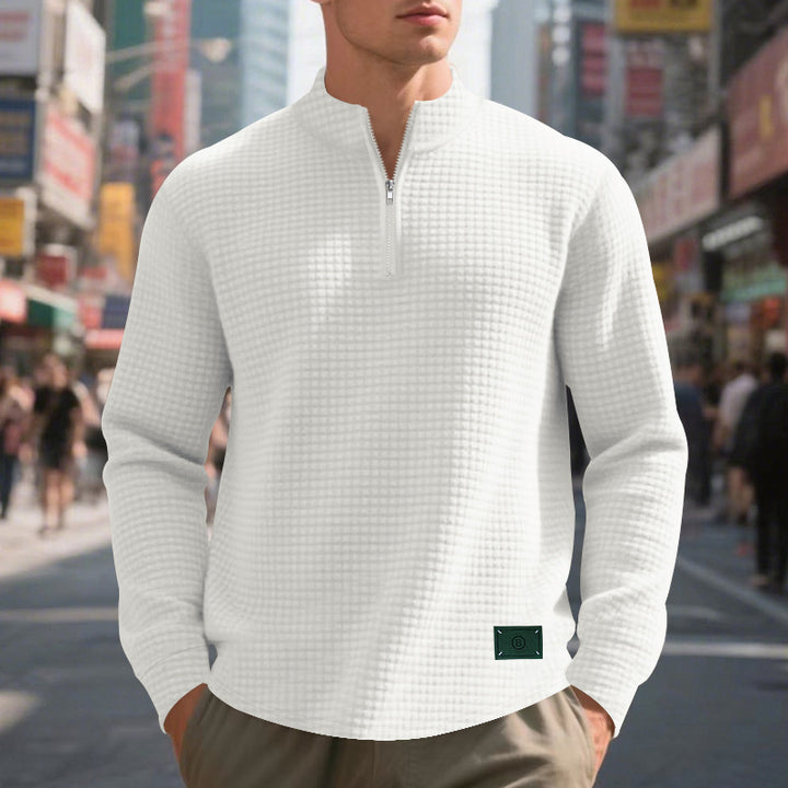 Herren Pullover mit Reißverschluss und strukturiertem Design Aliams