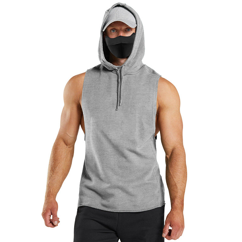 Herren ärmelloses Kapuzenshirt mit integrierter Maske und modischem Design Aliams