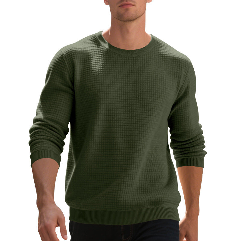 Herren warmer Pullover mit strukturiertem Gewebe und Rundhalsausschnitt Aliams