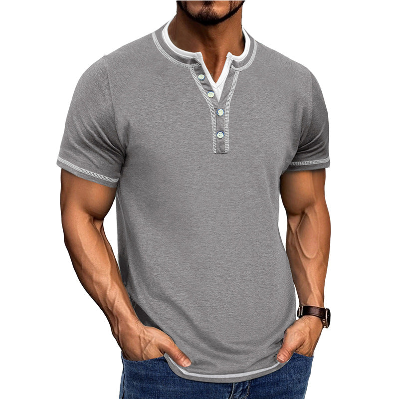 Herren Kurzarm-Henley-Shirt mit edler Knopfleiste und bequemen Schnitt Aliams