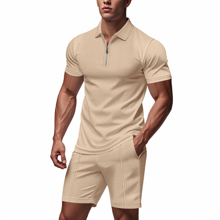 Herren Sportliches Kurzarm-Set mit teils strukturiertem Design und durchgehendem Reißverschluss Aliams