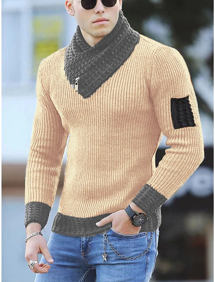 Herren Strickpullover mit hohem Kragen und strukturiertem Design Aliams