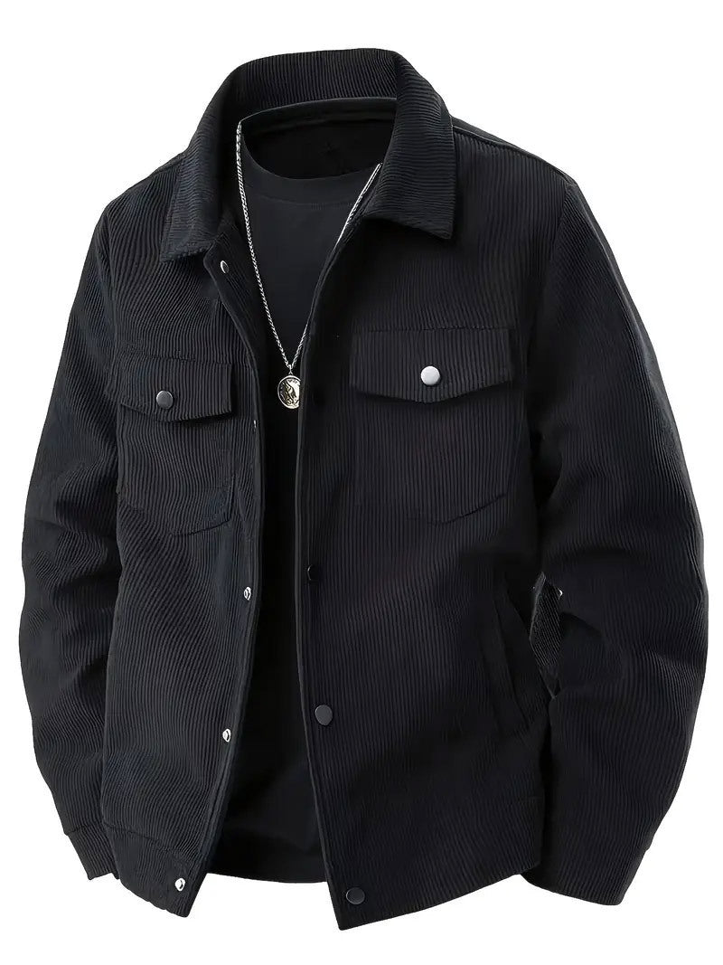 Herren strukturiertes Oberteiljacke mit praktischen Taschen Aliams