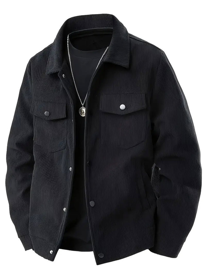 Herren strukturiertes Oberteiljacke mit praktischen Taschen Aliams