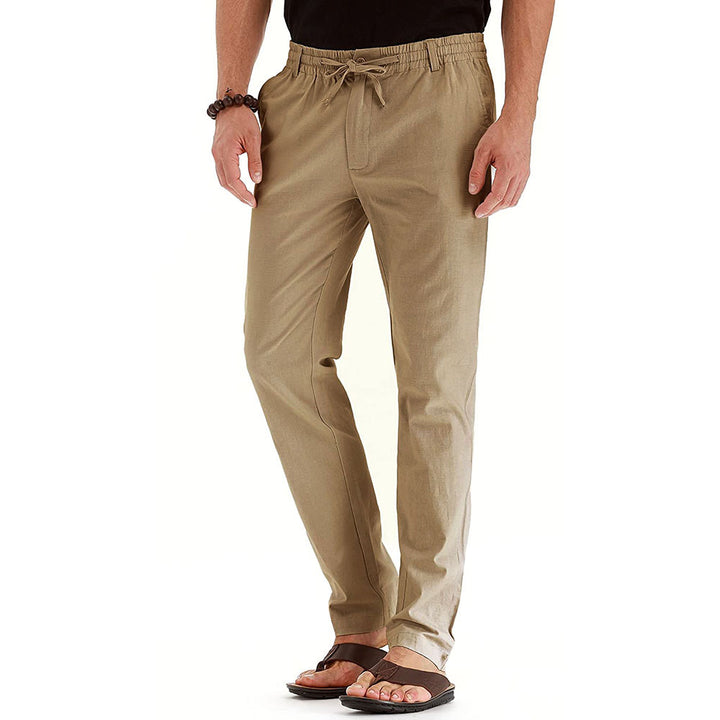 Herren Relaxed Fit Leinenhose mit elastischem Bund und komfortabler Passform Aliams