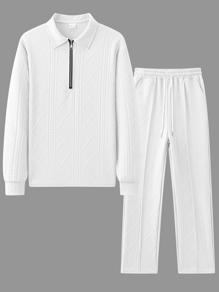 Herren gemütlicher Freizeitanzug mit Reißverschluss und Rippstruktur Aliams