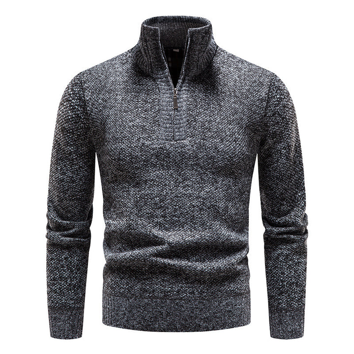 Herren Sportlicher Strickpullover mit halbem Reißverschluss und strukturiertem Design Aliams