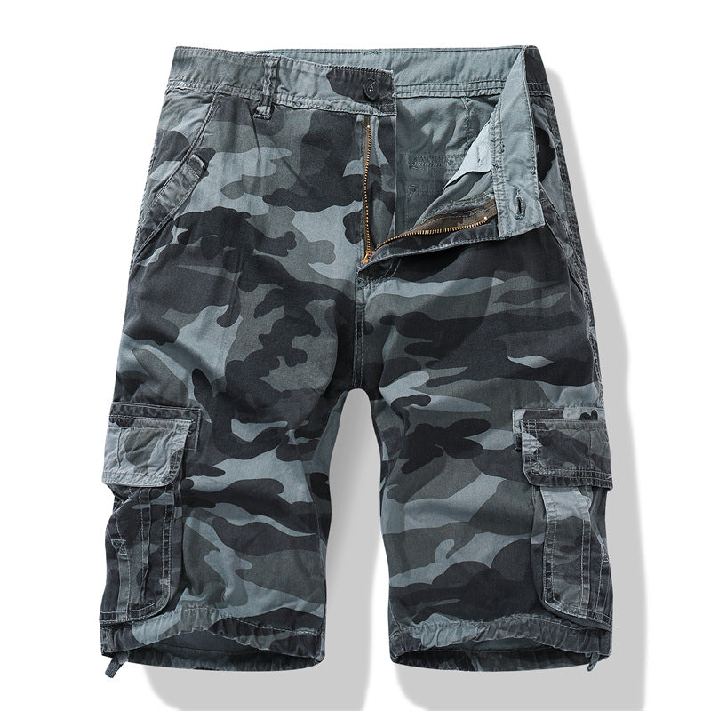 Herren Camouflage Cargo-Shorts mit vielseitigen Taschen und verstellbarem Bund Aliams