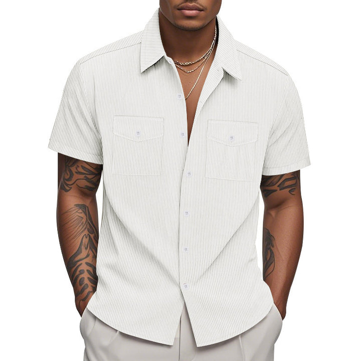 Herren Kurzarm-Hemd im modernen Streifenlook mit praktischen Brusttaschen Aliams