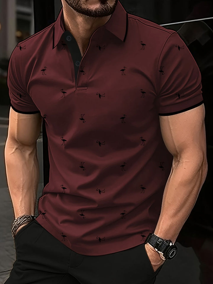 Herren Polohemd mit kurzem Arm und Muster Aliams
