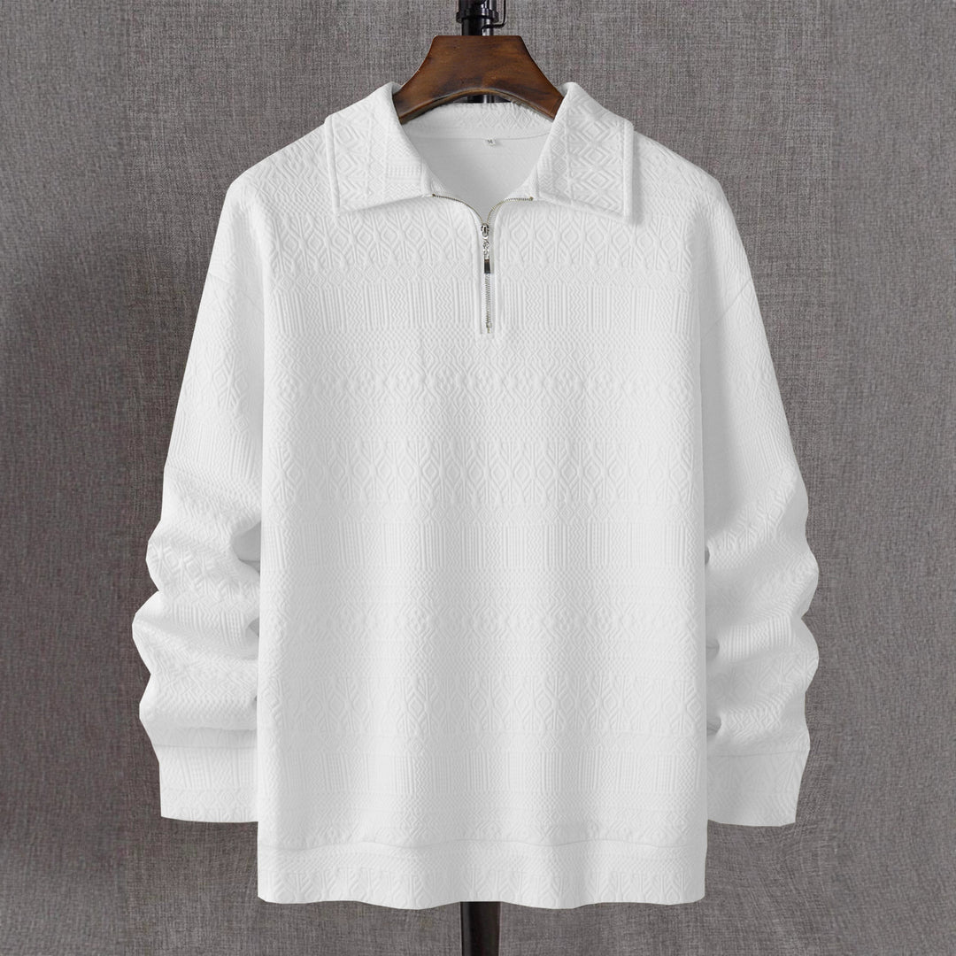 Herren Strickpullover mit Reißverschluss und strukturierter Oberfläche Aliams