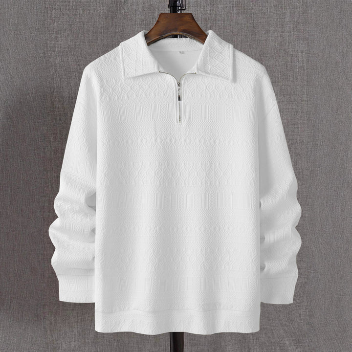 Herren Strickpullover mit Reißverschluss und strukturierter Oberfläche Aliams