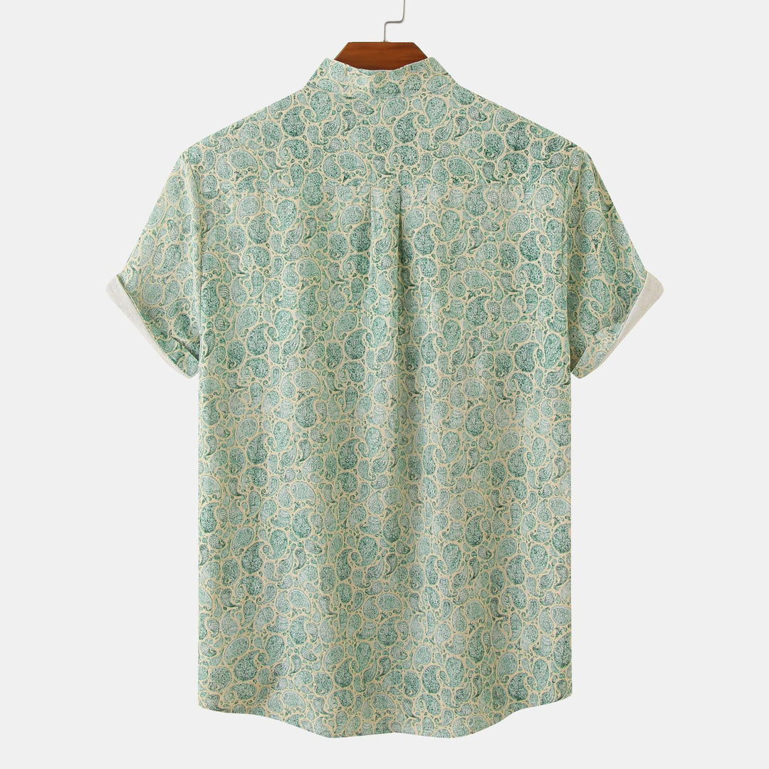 Herren Kurzarmhemd im eleganten Muster mit Stehkragen und praktischen Knöpfen Aliams