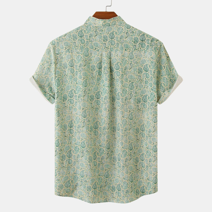 Herren Kurzarmhemd im eleganten Muster mit Stehkragen und praktischen Knöpfen Aliams