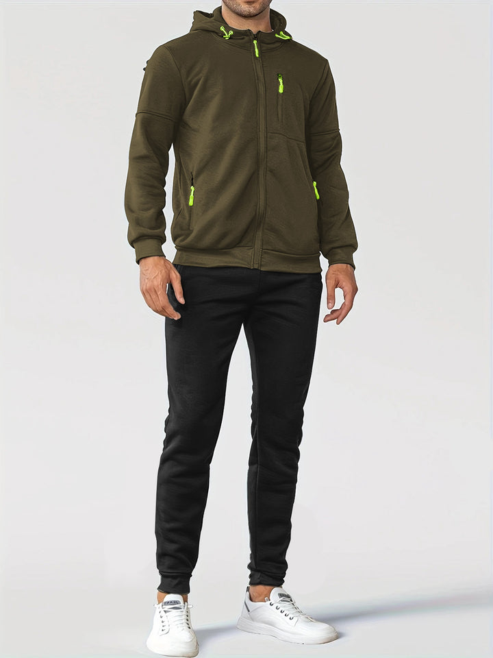 Herren Sportliches Sweatjacken- und Jogginghosen-Set mit funktionalen Taschen Aliams