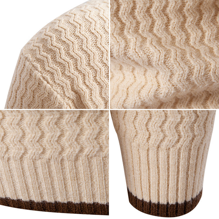 Herren Strickpullover mit hohem Kragen und strukturiertem Zopfmuster Aliams
