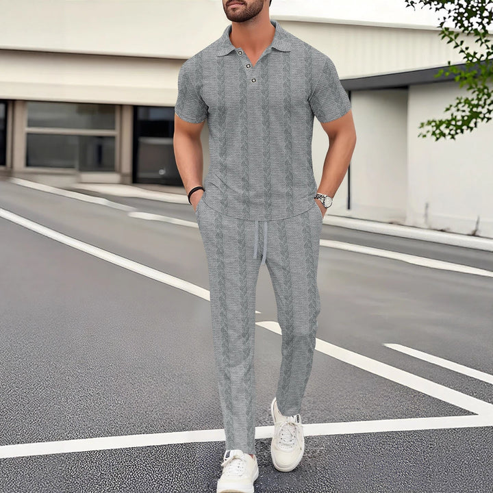 Herren modisches Polo- und Jogger-Set mit strukturiertem Design Aliams