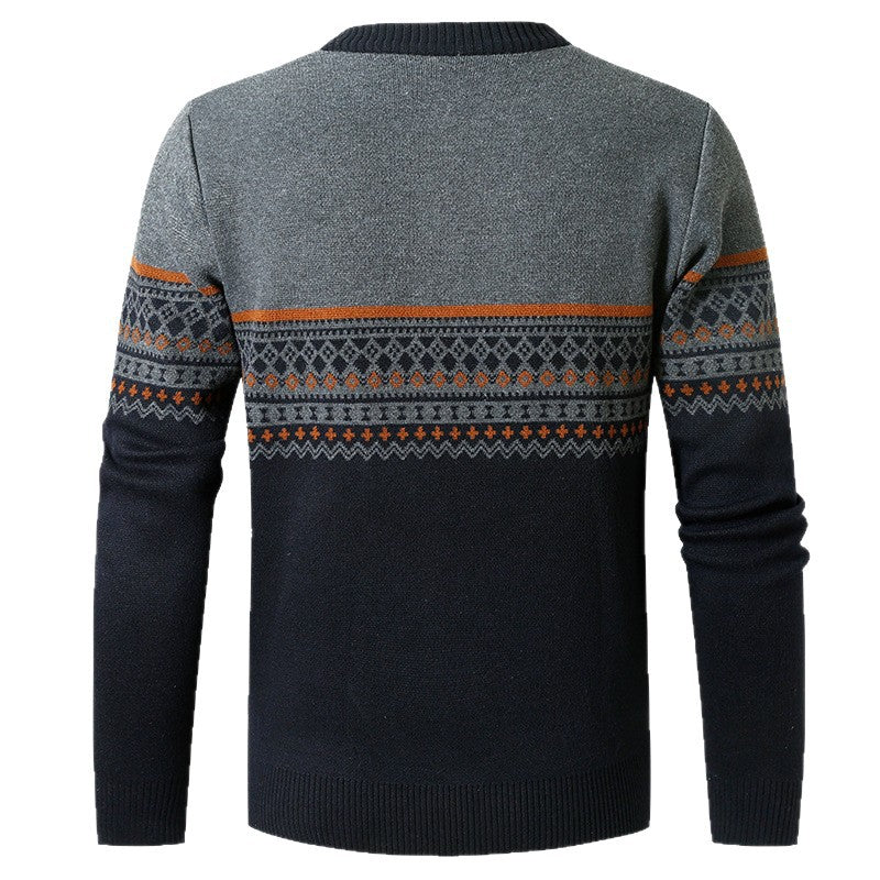 Herren Pullover mit modernem Reißverschluss und geometrischem Muster Aliams