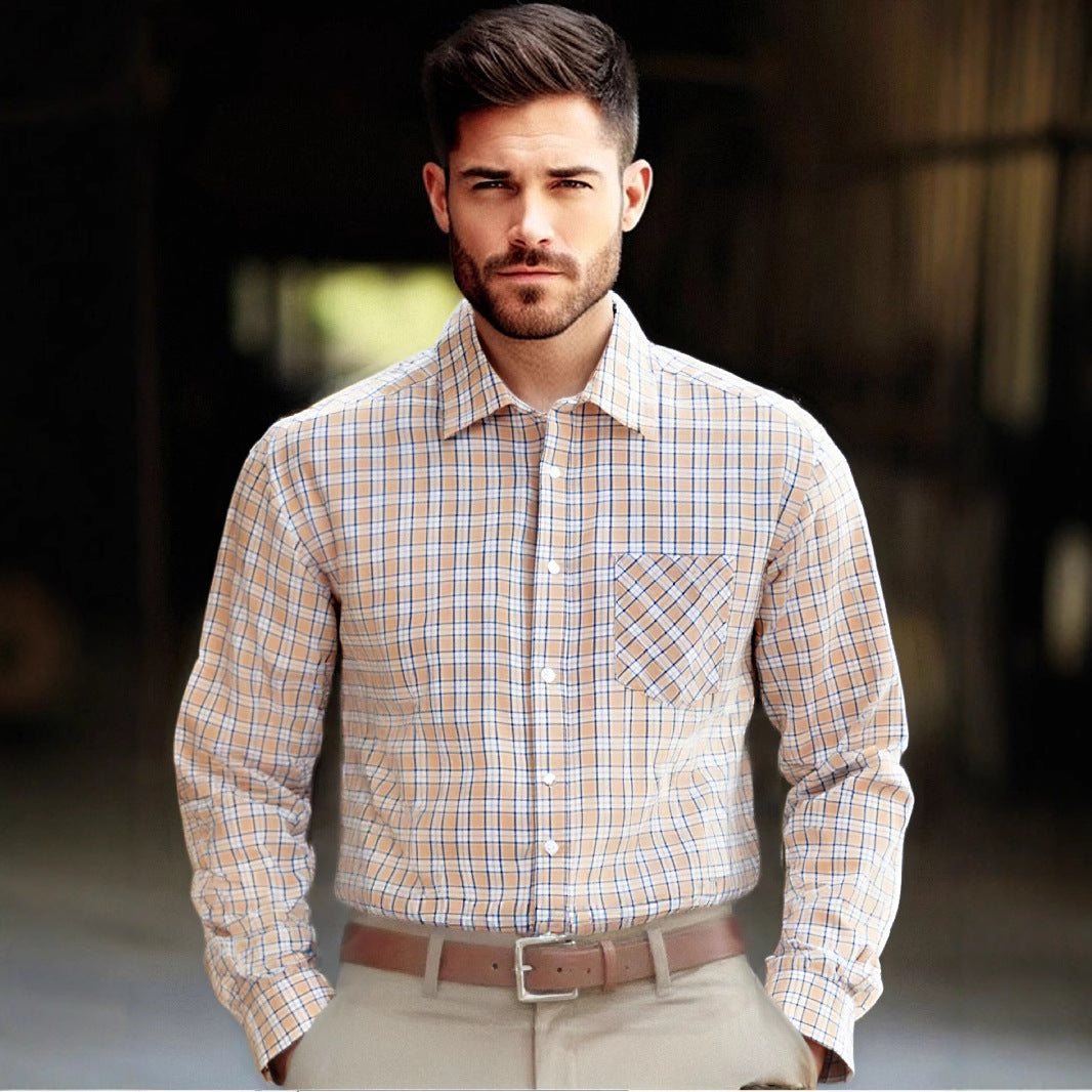 Herren karierte Baumwollhemd Aliams