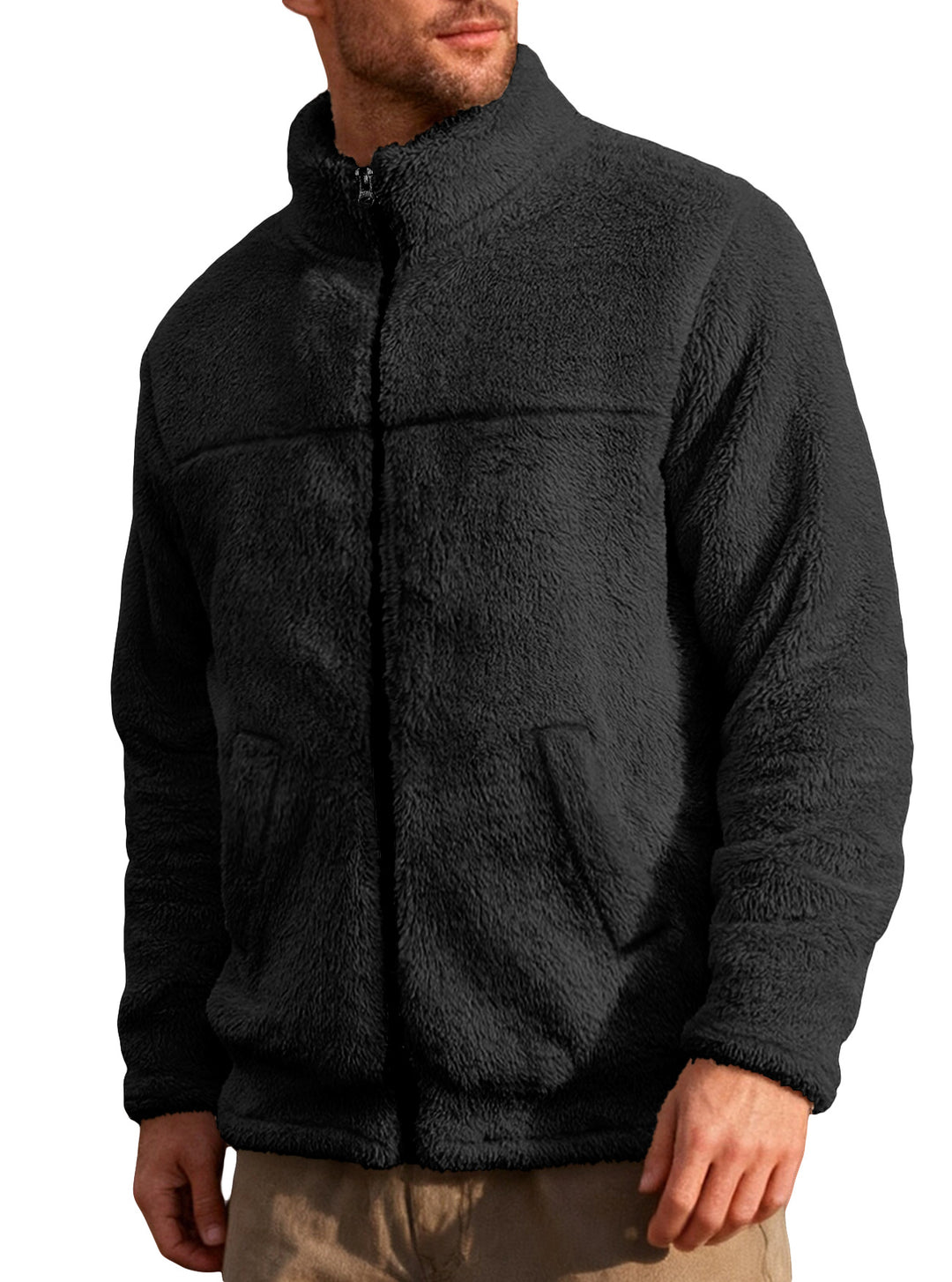 Herren Fleecejacke mit hohem Kragen und weichem Innenfutter Aliams