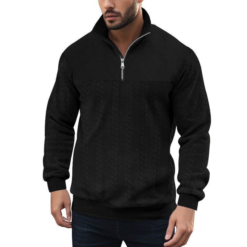 Herren Strickpullover mit Reißverschluss und modernem Zopfdesign Aliams