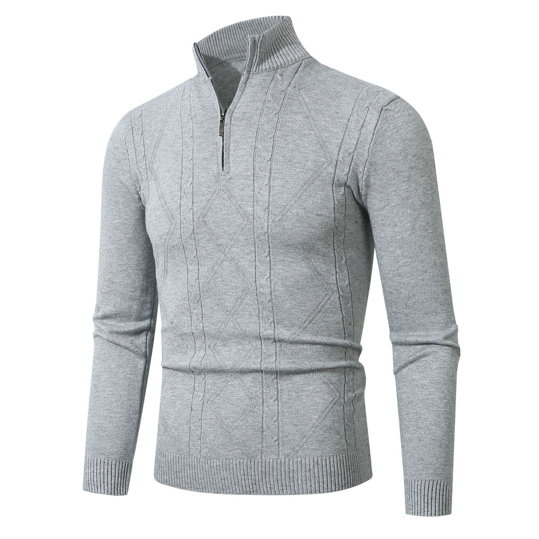 Herren Strickpullover mit modernem Zopfmuster und hohem Stehkragen Aliams