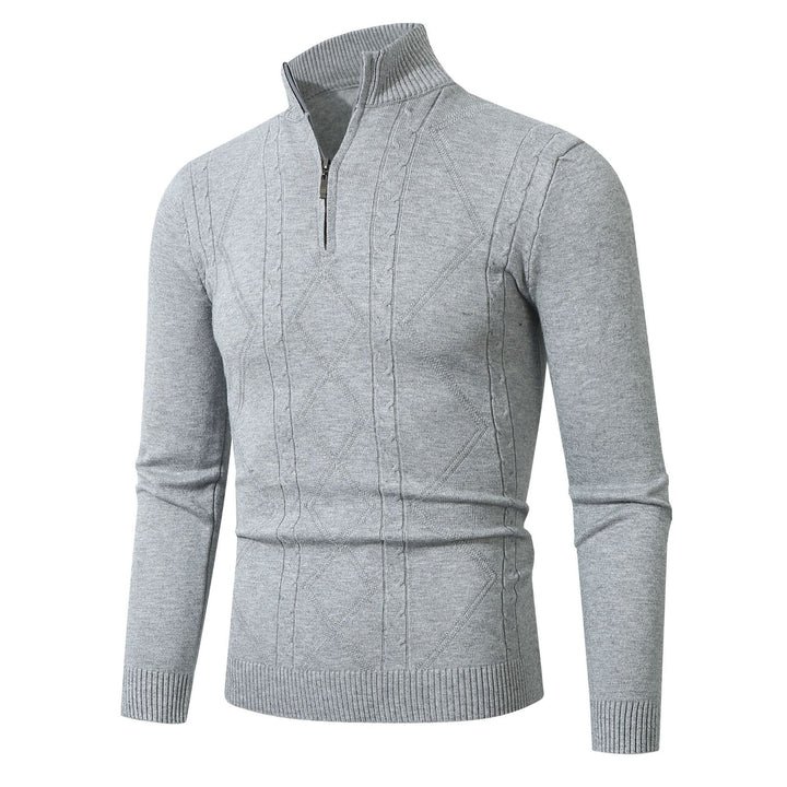 Herren Strickpullover mit modernem Zopfmuster und hohem Stehkragen Aliams
