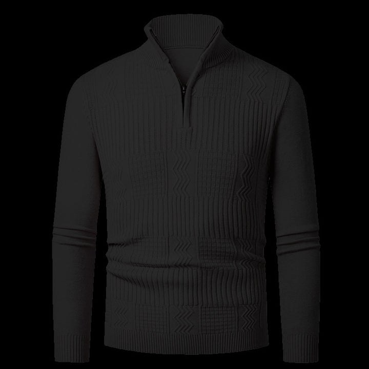 Herren Strickpullover mit modernem Reißverschluss und strukturierter Oberfläche Aliams