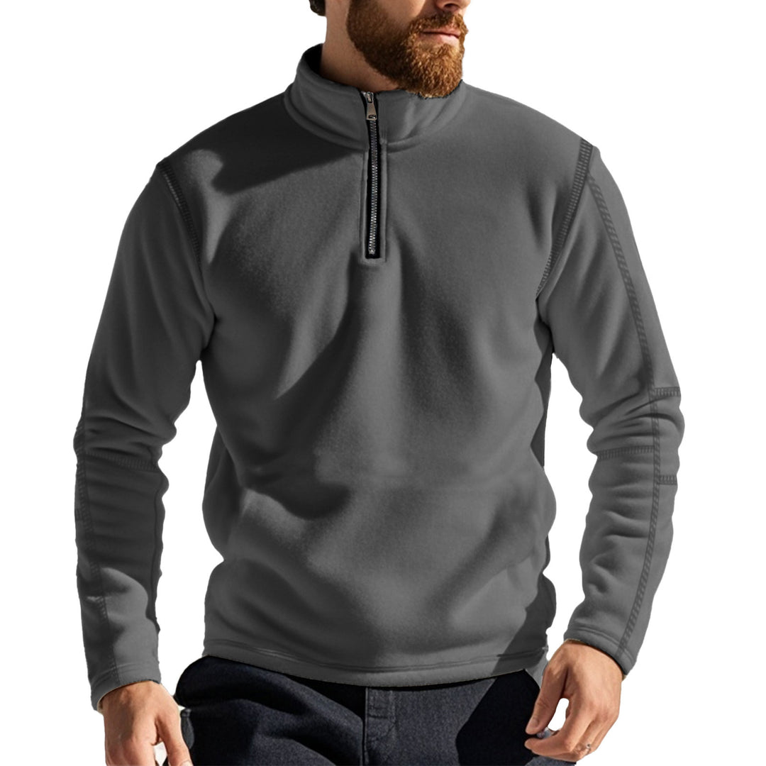 Herren Fleece-Pullover mit Stehkragen und Reißverschluss Aliams