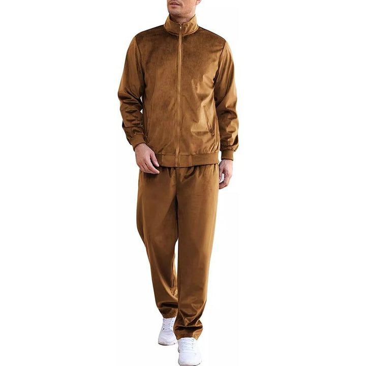 Herren sportlicher Fleeceanzug mit Stehkragen und durchgehendem Reißverschluss Aliams