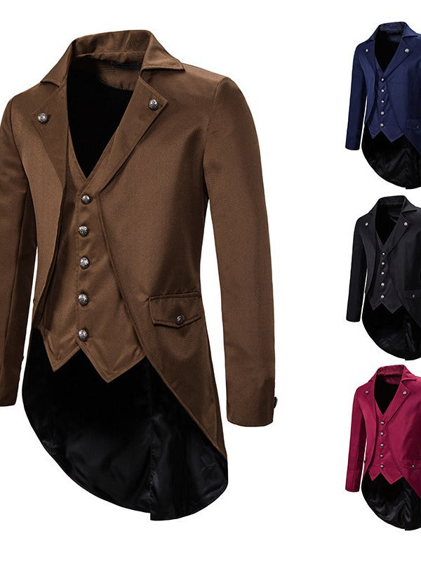 Herren eleganter Anzugmantel mit asymmetrischem Schnitt und feinen Details Aliams