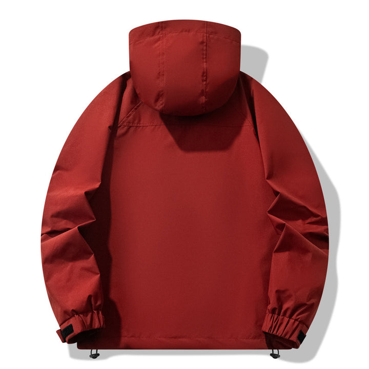 Herren wasserabweisende Outdoor-Jacke mit verstellbarer Kapuze und funktionalen Reißverschlusstaschen Aliams